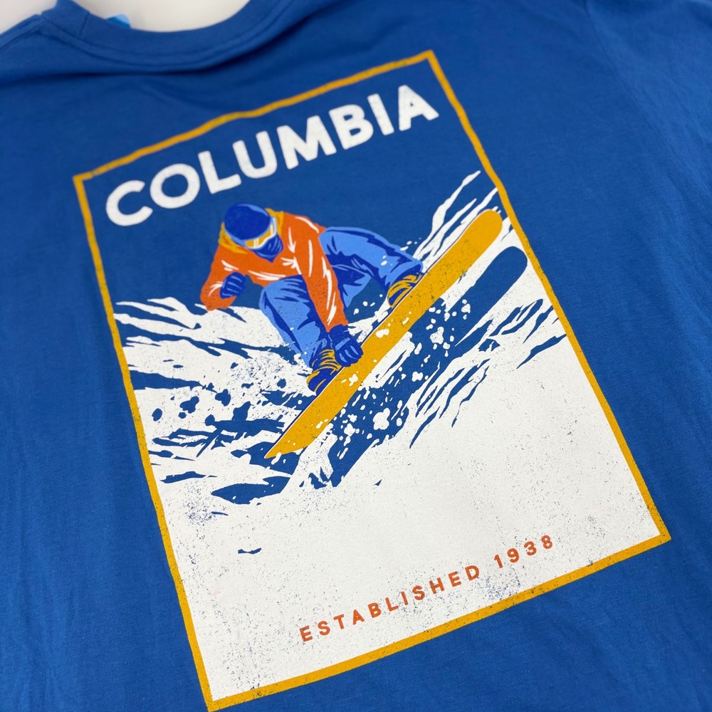 Columbia Mens XL Blue Tee Snowboard Graphic T-Shirt NWT